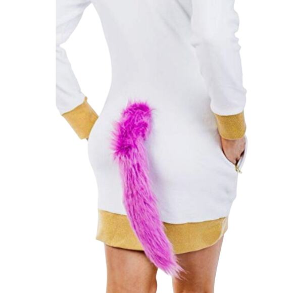 Tipsy Elves Unicorn Sweater Dress, Gold Trim Pink Tail, Women's Size 3XL, NWT - Picture 2 of 9